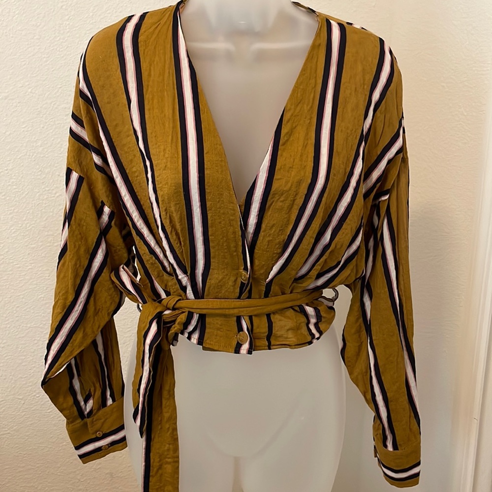 Favlux stripped mustard blouse.